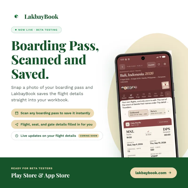 Boarding pass scanned and saved